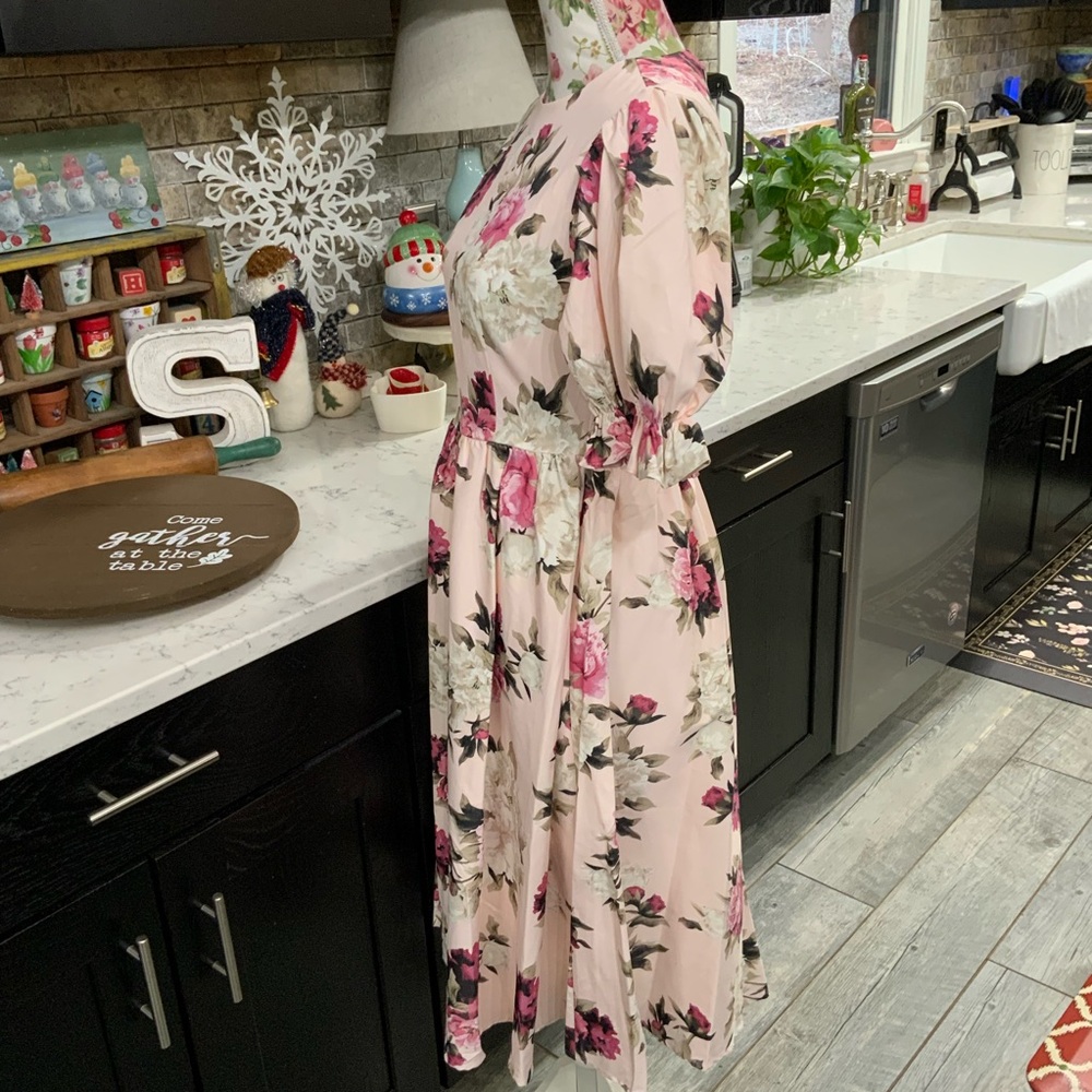 JESSAKAE Midi Dress Rosewood Acre Small Pink Floral Fairy Romantic Cottage Core - Picture 4 of 15